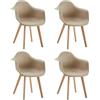 GrandCA HOME Set di 4 Sedie da Pranzo Sedie da Cucina Moderne con Gambe in Legno di Faggio, Poltrone per Sala da Pranzo, Soggiorno, Cucina, Beige