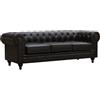 Habitat et Jardin Divano fisso Chesterfield Aliza - 204 x 80 x 58 cm - 3 posti- Marrone