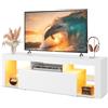 WLIVE Mobile TV con Luci LED a 20 Colori, Mobiletto TV Bianco per Televisioni Fino a 65 (Adatto per TV di Larghezza ≤145cm), 134.8 x 35 x 44.5 cm