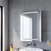 SONNI Armadio a LED con Specchio Illuminato 50 x 70 cm in Alluminio Antiappannamento Design Cerniera Wireless, Mobiletto Bagno Sospeso con Specchio e Presa Impermeabile per Bagno