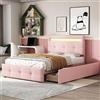Moimhear Letto imbottito 90 x 200 cm, con 2 cassetti, luci a LED, imbottitura in lino delicata sulla pelle, letto singolo, letto per ragazzi (LD001-004)