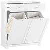 SoBuy Mobile Spazzatura da Cucina con Pattumiera Integrata Armadietto Raccolta Differenziata con 2 Cassetti e 2 Sacchi da 45L Mobiletto Salvaspazio con Chiusura Silenziosa Bianco 78x38x90cm BZR33-II-W