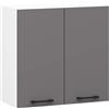 AKORD | Pensile da Cucina a Parete - Oliwia 60 cm | 2 Ripiani e 2 Anta Armadio da Cucina | Componibile Mobili da Cucine Armadi | Pannello laminato | 60 x 30 x 58 cm | Bianco & Grigio Grafite