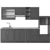 Vicco Cucina componibile Fame-Line, Antracite-oro rustico, 280 cm, PL Marmo, adatto per una progettazione flessibile della cucina ed espansione modulare