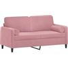 vidaXL Divano a 2 Posti con Cuscini Rosa 140 cm in Velluto, divano con cuscini, poltrona, divano imbottito, divano, seduta, divano relax