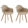 GrandCA HOME Set di 2 Sedie da Pranzo Sedie da Cucina Moderne con Gambe in Legno di Faggio, Poltrone per Sala da Pranzo, Soggiorno, Cucina, Beige
