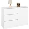 IDMarket - TOMI Cassettone a 3 cassetti + 1 anta 110 cm legno bianco