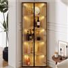 LARFOEK Vetrina in vetro con illuminazione a LED, vetrina angolare con telaio in alluminio, armadietto in legno con divisorio a 5 strati, mobile ad angolo per soggiorno, corridoio, ufficio, 62 x 35 x 160 cm