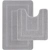 LifeStyle Comfort Ltd LSC Ichra, Tappetino da bagno antiscivolo, 2 pezzi, extra morbido, assorbente, 100% polipropilene, tappetino da bagno, doccia, tappetino da bagno per WC (grigio)