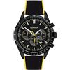 Sekonda Orologio sportivo da uomo con cronografo da 45 mm, cassa rotonda in acciaio inox, resistente all'acqua, 50 metri, nero, giallo., Canvas