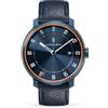 Lilienthal Berlin Orologio automatico Neolux Blue Orange - Orologio da uomo in acciaio chirurgico blu con movimento automatico e vetro zaffiro - 42,5 mm, Cinturino in pelle blu