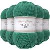 Utopia Crafts Velvet Lux - Filato di ciniglia super morbido per lavorare a maglia e uncinetto, 5 confezioni da 100 g (verde giada)