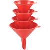 Mulbijeo Set di 4 Imbuti, senza BPA, Imbuti Cucina durevoli con foro di sospensione, Imbuto per olio, salse, spezie, Imbuto Benzina, multifunzione per cucina e cambio olio auto