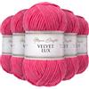 Utopia Crafts Velvet Lux - Filato di ciniglia super morbido per lavorare a maglia e uncinetto, 5 confezioni da 100 g (rosa bubblegum)