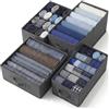 edihome, Organizer Armadio con Divisori per Cassetti, Contenitori Salvaspazio per Vestiti e Jeans, Organizzatore Pieghevole per Magliette e Biancheria (Pack 4 unità - Assortimento - Grigio scuro)