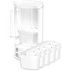 Wessper Caraffa Filtrante vetro 2L, con indicatore LED, 5 filtro - Bianco | caraffa vetro con filtro acqua potabile, senza BPA, brocca acqua filtrante carboni attivo