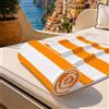 PETTI Artigiani Italiani - Telo Mare Microfibra, Asciugamano Mare o Piscina, Telo per Lettino Spiaggia, Grande 90x180 cm, Righe Bianco Arancio