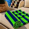PETTI Artigiani Italiani - Telo Mare Microfibra, Asciugamano Mare o Piscina, Telo per Lettino Spiaggia, Grande 90x180 cm, Righe Verde Fluo Blu Notte