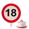 dekora - Candela di compleanno con Segnale di Divieto per Decorazione di Torte, Numero 18, 6,3 cm, Candeline compleanno particolari per torte, Adatta al contatto alimentare