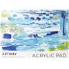 Artway A3 Blocco per Acrilico - 20 Fogli 400 g/m² Pre-Imprimito con Effetto Tela, Senza Acido, Collato sul Lato Corto - per Acrilico, Tecniche Miste e Olio