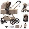 BEBBY Multifunzionale Carrozzina Passeggino Trio Combinazione Passeggino 3 in 1 Passeggino Ovetto Pieghevole Set Passeggino Neonato Sedili Parapiedi Zanzariere (U9-X BROWN, U9-X)