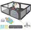 COMOMY Box per bambini da 180 cm, box per neonati e bambini, box da gioco extra large con centro attività per bambini, uso interno ed esterno, Playard con base antiscivolo