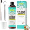 Ycaaeo Olio Tirante con Raschietto per la Lingua, Olio di Cocco Collutorio, con Puliscilingua e Spazzolino da Denti, Olio di Cocco Naturale e Olio di Menta Piperita, Rinfresca L'Alito, Sbianca i Denti, 315ml