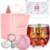 JOONYOEE Set regalo per il 18° compleanno per ragazze e donne, set regalo personalizzato con calici da vino senza stelo, idea regalo per ragazze di 18 anni, sorella, figlia, signore, amiche,
