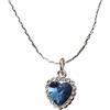 Beads Jar Collana con ciondolo, cuore in cristallo, colore: blu, placcato in oro, colore: bianco