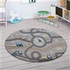 Paco Home Tappeto Bambini Rotondo Cameretta Femmine Maschi Stella Luna Elefante Arcobaleno, Dimensione:Ø 150 cm tondo, Colore:Grigio 2