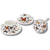 Leonardo Luxury Home Design Set The 2 Persone in Porcellana Tazze 180 ml con 2 Piattini Zuccheriera Decoro Farfalle Multicolore Servizio Elegante Idea Regalo (2 Farfalle+Zuccheriera)