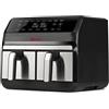 Girmi FG22 Friggitrice ad aria a Due Zone 8 Litri (4+4), 1700W, 8 modalità di cottura, Timer, Display Digitale, Ricettario incluso