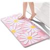 QJHOMO Tappeto da bagno rosa carino, antiscivolo, lavabile con margherite e fiori bianchi e gialli, morbido e assorbente, 60 x 120 cm