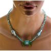 Generic Collana di fiori con lampada blu - collana fantasy - collana da sposa