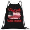 Generic Zaino con Coulisse I Stands with Tucker Carlson Sportiva Zainetto Resistente Sacchetta Sportiva Grande capacità Sacca da Palestra per Spiaggia Vacanze Viaggi