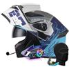 NIKANXIA Casco moto integrale apribile modulare Bluetooth, doppia visiera, altoparlanti integrati, certificato DOT ECE for motociclisti adulti(H,L=59-60cm)