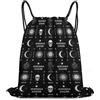 Generic Skull Moon Sun Gothic Witch Board Seamless Black Tasche Coulisse Sacca da Palestra Unisex Stringa per Vita Quotidiana Vacanze Spiaggia Borsa Sportiva 36X42Cm