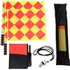 Folpus 5 Pezzi Bandiere Arbitro Calcio Kit Cartellini Fischietto Libro Segnapunti Metallo PVC Multifunzione Adatto per Partite Allenamenti Sportivi
