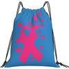 Generic Zaino con Coulisse Breast Cancers Awareness Pink Ribbon Sacchetta Sportiva Grande capacità Drawstring Backpack Leggero Borsa con Coulisse per Viaggi Unisex Vacanze
