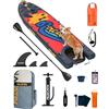 NACATIN Tavola SUP gonfiabile da 366 cm con rampa per cani, larga 91 cm, con tavola antiscivolo, per cani e famiglia, con pagaia singola/doppia, sedile per kayak, pompa, zaino