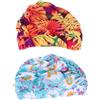 GOOHOCHY Cuffia da Nuoto per Donna 2 Pezzi in Nylon Leggera ed Elastica Design Plissettato e Fantasia Unica, Protezione per Orecchie, per Nuoto e Sport Acquatici