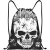 Generic Zaino con Coulisse White Punk Skull Borsa con Coulisse Grande capacità Sportiva Zainetto Pieghevole Drawstring Backpack per Scuola Viaggi Spiaggia