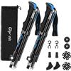 Glymnis 7075 - Bastoncini da trekking in alluminio, regolabili, 110-130 cm, chiusura a morsetto con 4 paia di gommini per trekking (blu)
