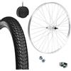 MADICKS CERCHIO RUOTA COMPLETA ANTERIORE 20 X 1.75 + COPERTONE NERO + CAMERA D'ARIA VALVOLA ITALIA PER BICI CITY BIKE BICICLETTA GRAZIELLA + DADI + FLAP