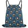 Generic Flower Bernese Mountain Dog Navy Blue Borsa Palestra Sacca da Palestra Pieghevole Regolabile per Yoga Shopping Uomo Borsa Sportiva 36X42Cm