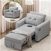 Luxstein Divano Letto 3 in 1 con USB e Porta Type-C, Divano Pieghevole Salvaspazio con Cuscino Morbido, Tasche Laterali, Schienale Reclinabile, Rivestimento in Tessuto Sherpa, 84x190cm, Grigio Chiaro