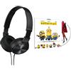 Sony Cuffie MDR-ZX310 Nere Pieghevoli con Cavo 1,2 m + DVD Minions