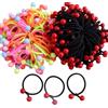 Generic Elastici per capelli con perline, confezione da 100, elastici colorati e neri, multicolore e design a sfera rossa (colore misto)