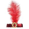 Fenisonavy Set di copricapi con piume 2 pezzi in stile retrò anni '20 con paillettes adatto a donne adolescenti e bambini ideale per carnevali feste e matrimoni (Rosso, 1 piuma)