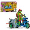 TEENAGE MUTANT NINJA GIOCHI PREZIOSI - TARTARUGHE NINJA 2023 CAOS MUTANTE - MOTO CON FUNZIONE COMBATTIMENTO E PERSONAGGIO RAFFAELLO INCLUSO - COMPATIBILE CON TUTTI I PERSONAGGI BASE - PER BAMBINI A PARTIRE DAI 4 ANNI